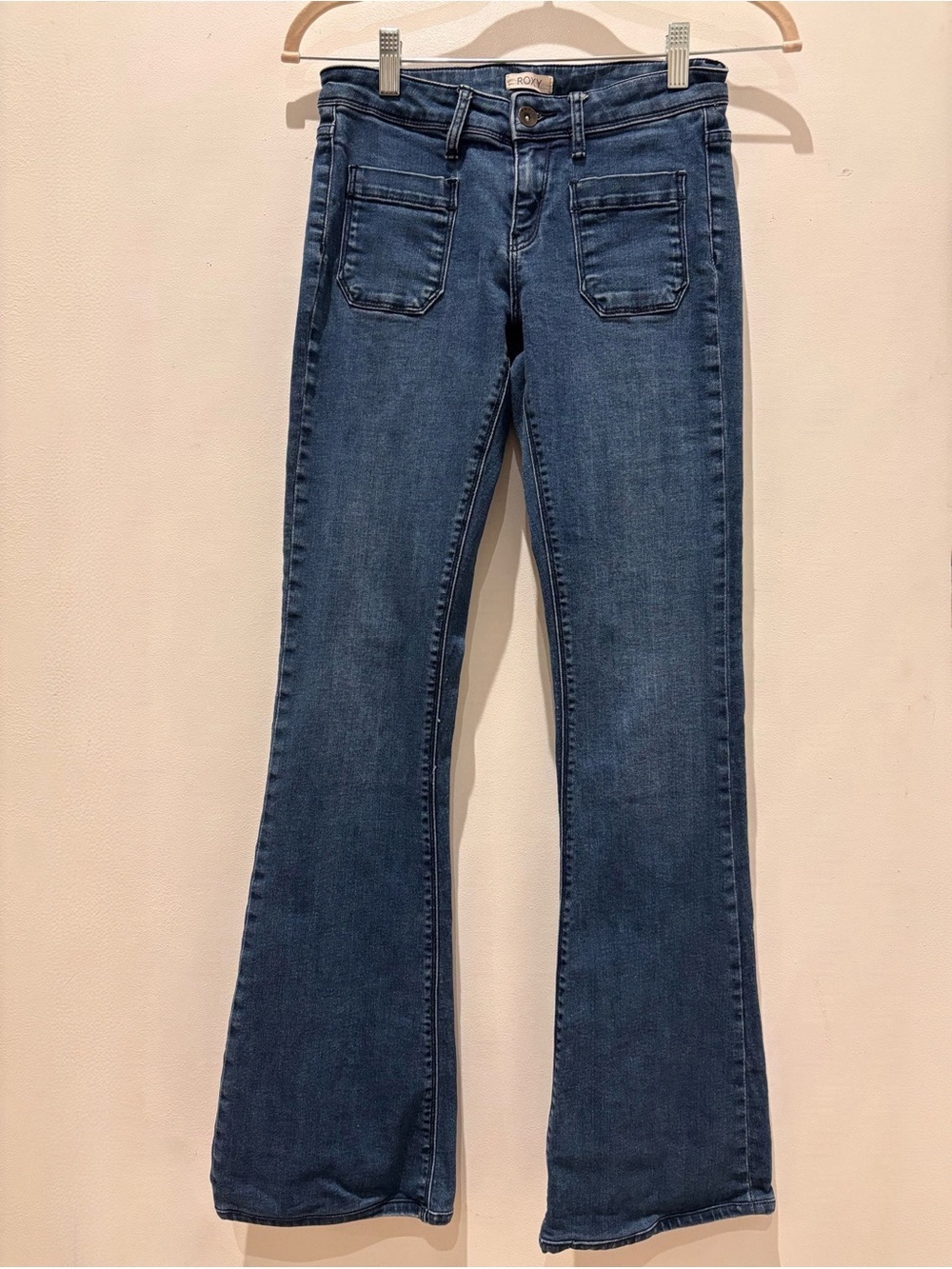 Roxy Low Rise Skinny Flare Blue Denim Jeans